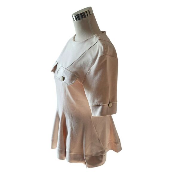 H&M Peplum Short Sleeve Cream Blush Top Size 4 - Picture 2 of 8